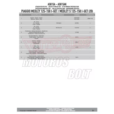   Plexi-szélvédő TARTÓ Piaggio Medley 125-150 I GET / Medley S 125-150 I-GET (2020-2024) GIVI