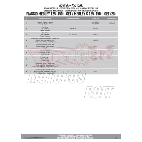 Plexi-szélvédő TARTÓ Piaggio Medley 125-150 I GET / Medley S 125-150 I-GET (2020-2024) GIVI
