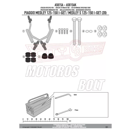 Plexi-szélvédő TARTÓ Piaggio Medley 125-150 I GET / Medley S 125-150 I-GET (2020-2024) GIVI