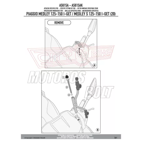 Plexi-szélvédő TARTÓ Piaggio Medley 125-150 I GET / Medley S 125-150 I-GET (2020-2024) GIVI