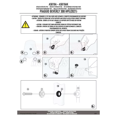 Plexi-szélvédő TARTÓ PIAGGIO BEVERLY 300-400 HPE (21-24) GIVI