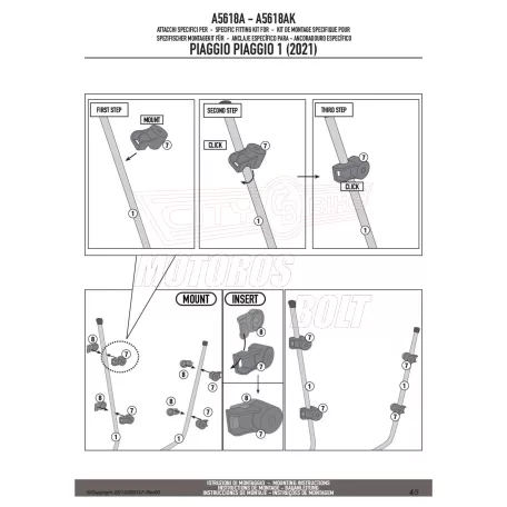 Plexi-szélvédő TARTÓ PIAGGIO 1 / ELETTRICO (21-23) GIVI