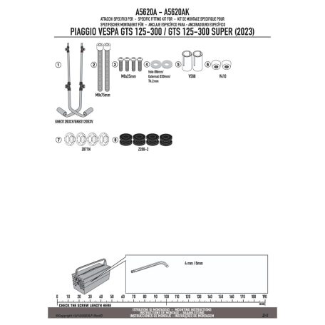 Rögzítő készlet GIVI szélvédőhöz PIAGGIO Vespa GTS 125-300 (2023-2025) / Vespa GTS 310 (2025)