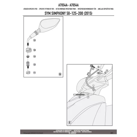 Plexi-szélvédő TARTÓ SYM Symphony ST 50-125-200 (2015-2018) GIVI