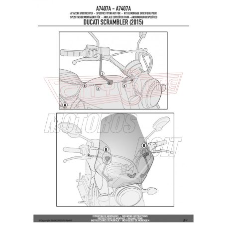 Plexi-szélvédő TARTÓ Ducati Scrambler 400 (2016-2021) / Ducati Scrambler Icon 800 (2015-2023) GIVI