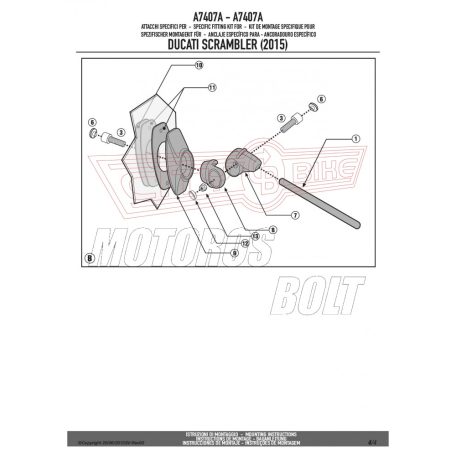 Plexi-szélvédő TARTÓ Ducati Scrambler 400 (2016-2021) / Ducati Scrambler Icon 800 (2015-2023) GIVI