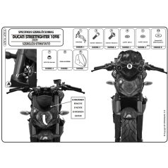   Plexi-szélvédő TARTÓ Ducati Streetfighter 848-1098 (09-15) GIVI