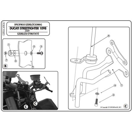 Plexi-szélvédő TARTÓ Ducati Streetfighter 848-1098 (09-15) GIVI