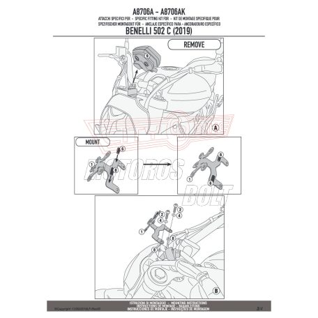 Plexi-szélvédő TARTÓ Benelli 502 C (19-24) GIVI