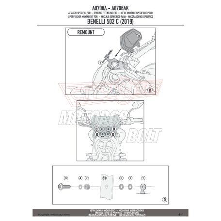 Plexi-szélvédő TARTÓ Benelli 502 C (19-24) GIVI