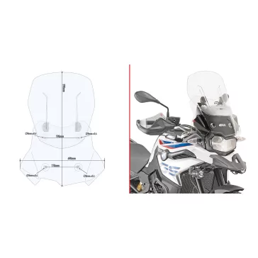   Plexi-szélvédő állítható BMW F 750 GS (2018-2023) / F 800 GS (2024-2026) / F 850 GS (2018-2023) GIVI