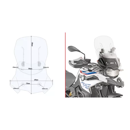 Plexi-szélvédő állítható BMW F 750 GS (2018-2023) / F 800 GS (2024-2026) / F 850 GS (2018-2023) GIVI