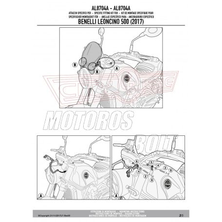 Plexi-szélvédő TARTÓ Benelli Leoncino/Trail 500 (2017-2024) GIVI