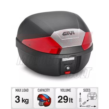 Givi B29N2 – 29L Monolock felső doboz piros prizmás kivitelben