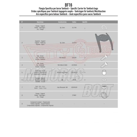Rögzítő szett Tanklock és TanklockED táskákhoz BF16 GIVI