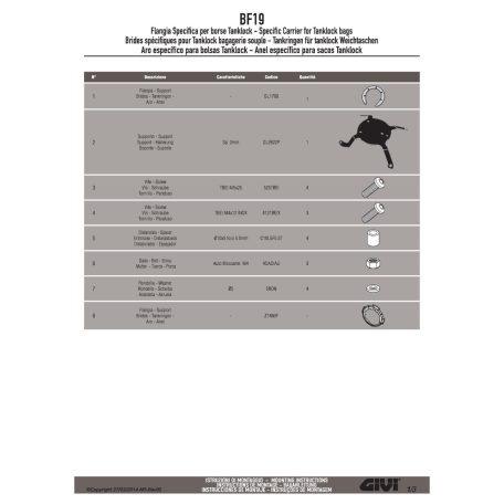 Rögzítő szett Tanklock és TanklockED táskákhoz BF19 GIVI