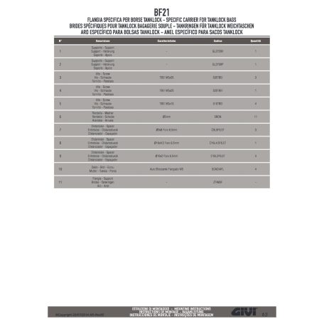 Rögzítő szett Tanklock és TanklockED táskákhoz BF21 GIVI