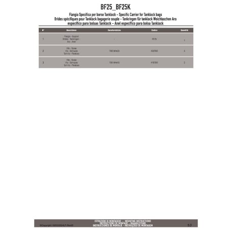 Rögzítő szett NÉHÁNY Tanklock és TanklockED táskához BF25 GIVI