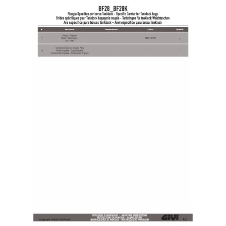 Rögzítő szett Tanklock és TanklockED táskákhoz BF28 GIVI