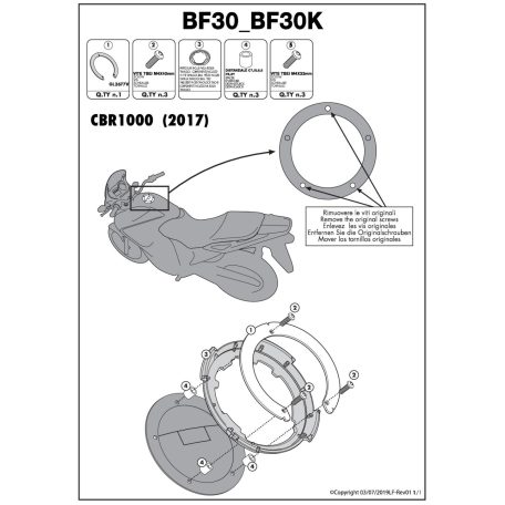 Rögzítő szett Tanklock és TanklockED táskákhoz BF30 GIVI