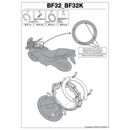 Rögzítő szett Tanklock és TanklockED táskákhoz BF32 GIVI