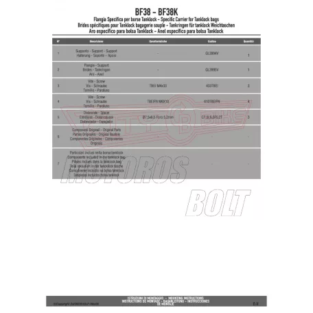 Rögzítő szett Tanklock és TanklockED táskákhoz BF38 GIVI