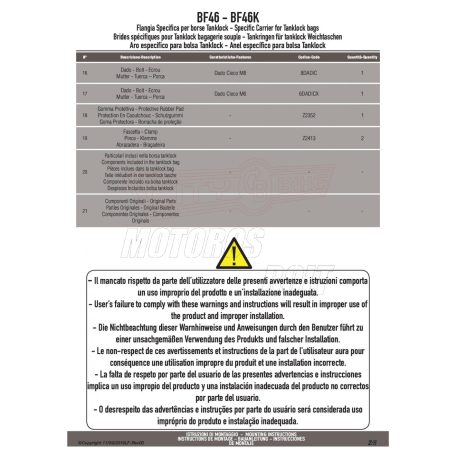 Rögzítő szett Tanklock és TanklockED táskákhozhoz BF46 GIVI