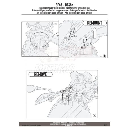 Rögzítő szett Tanklock és TanklockED táskákhozhoz BF46 GIVI