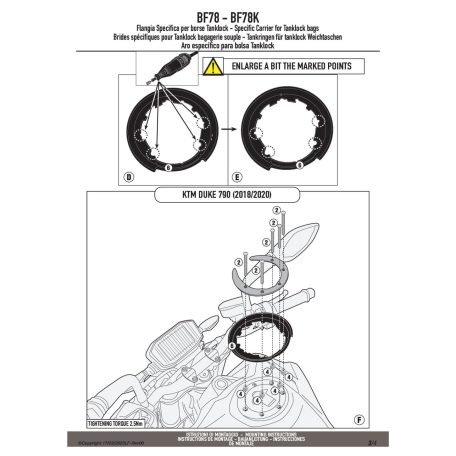 Rögzítő szett Tanklock és TanklockED táskákhoz BF78 GIVI