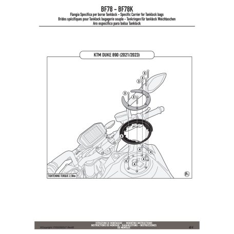 Rögzítő szett Tanklock és TanklockED táskákhoz BF78 GIVI