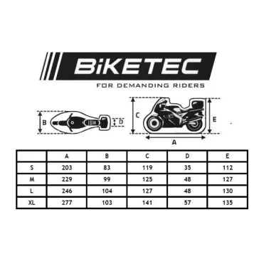   Motortakaró ponyva L méret -csomagtartó dobozos motorhoz BIKETEC (246x104x127 cm)