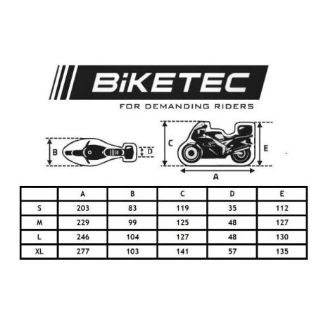 Motortakaró ponyva L méret -csomagtartó dobozos motorhoz BIKETEC (246x104x127 cm)