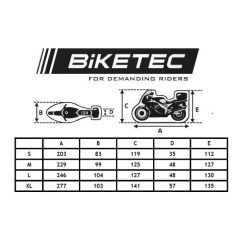   Motortakaró ponyva XL méret -csomagtartó dobozos motorhoz BIKETEC (277x103x141 cm)