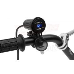   USB töltő dupla vízálló feszültség jelzővel kormányra szerelhető