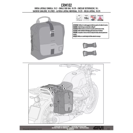 GIVI CRM102 – 16 literes oldaltáska retró és café racer motorokra 1db!