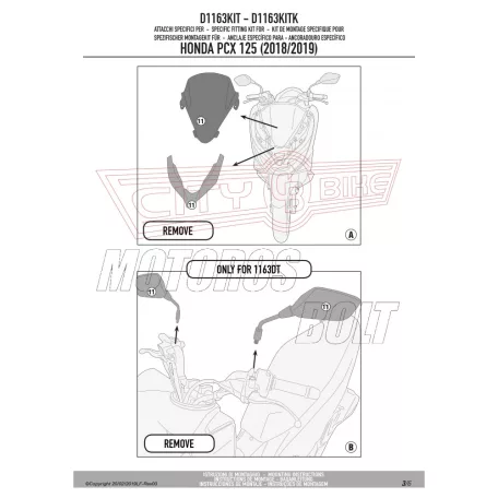 Plexi-szélvédő TARTÓ Honda PCX 125 (2018-2020) GIVI