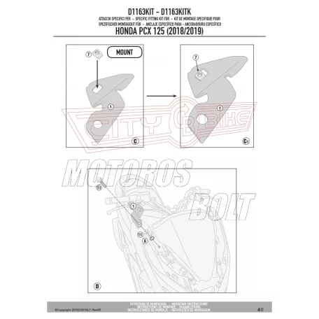 Plexi-szélvédő TARTÓ Honda PCX 125 (2018-2020) GIVI