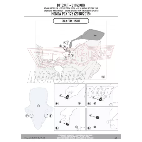 Plexi-szélvédő TARTÓ Honda PCX 125 (2018-2020) GIVI
