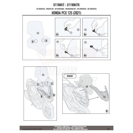 Plexi-szélvédő TARTÓ HONDA PCX 125 (21>24) GIVI