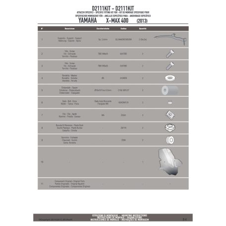 Plexi-szélvédő TARTÓ YAMAHA X-MAX 125-250 (14-17) / X-MAX 400 (13-16), MBK EVOLYS 125-250 (14-17), MBK SKYLINER 125-250 (14) GIVI