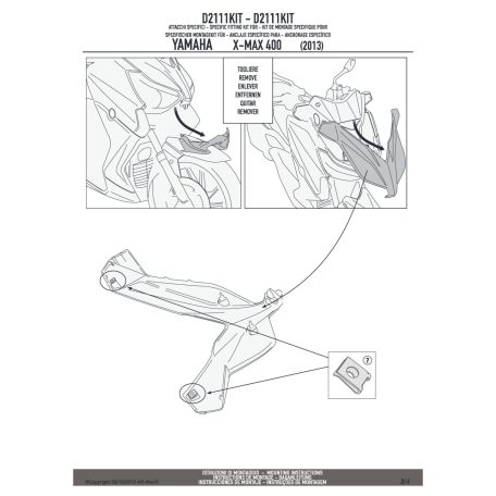 Plexi-szélvédő TARTÓ YAMAHA X-MAX 125-250 (14-17) / X-MAX 400 (13-16), MBK EVOLYS 125-250 (14-17), MBK SKYLINER 125-250 (14) GIVI