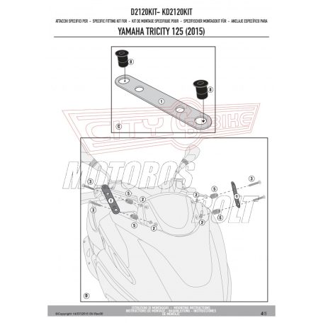 Plexi-szélvédő TARTÓ MBK Tryptik 125 (2014-2017) / YAMAHA TRICITY 125-155 (2014-2024) GIVI