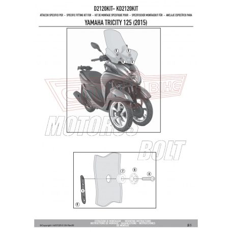 Plexi-szélvédő TARTÓ MBK Tryptik 125 (2014-2017) / YAMAHA TRICITY 125-155 (2014-2024) GIVI