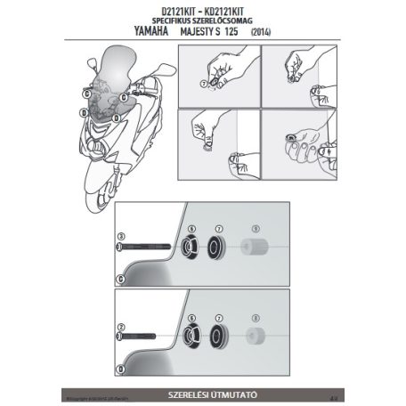 Plexi-szélvédő TARTÓ YAMAHA MAJESTY S 125 (14-17), MBK Skylinner S (14) GIVI