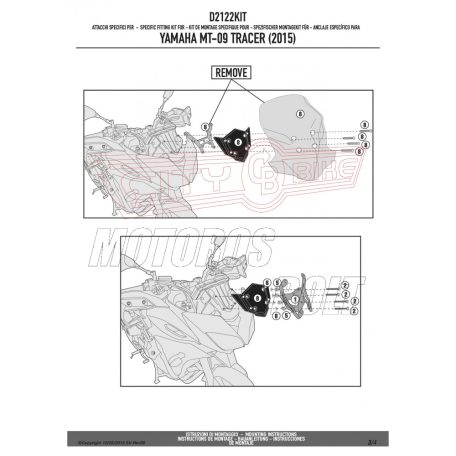 Plexi-szélvédő TARTÓ Yamaha MT-09 Tracer (2015-2017) GIVI