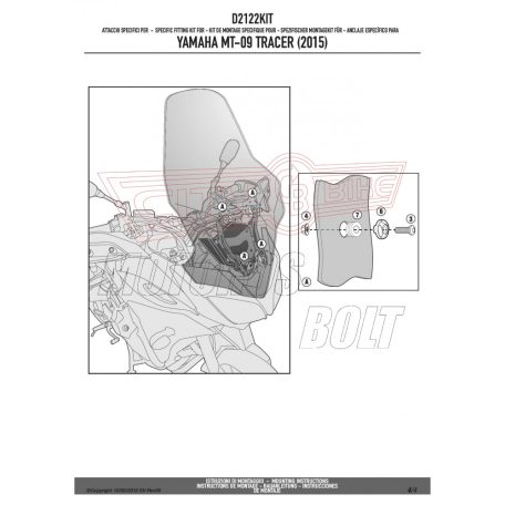 Plexi-szélvédő TARTÓ Yamaha MT-09 Tracer (2015-2017) GIVI