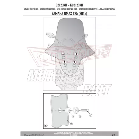 Plexi-szélvédő TARTÓ YAMAHA N-Max 125 (2015-2018) GIVI