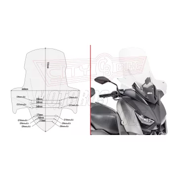   Plexi-szélvédő YAMAHA X-Max 125 (2018-2022) / YAMAHA X-Max 300 (2017-2022) / Yamaha X-Max 400 (2018-2021) GIVI