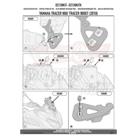 Plexi-szélvédő TARTÓ Yamaha Tracer 900 / Tracer 900 GT (2018-2019) GIVI