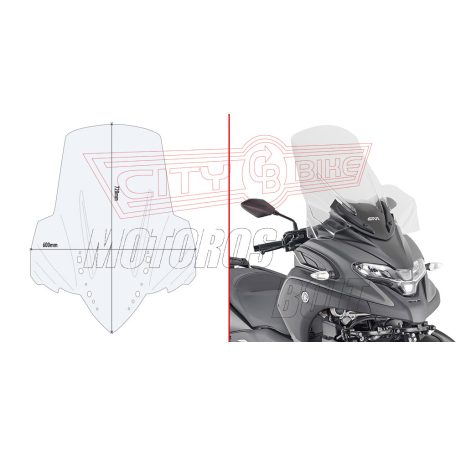 Plexi-szélvédő YAMAHA Tricity 300 (2020-2024) GIVI